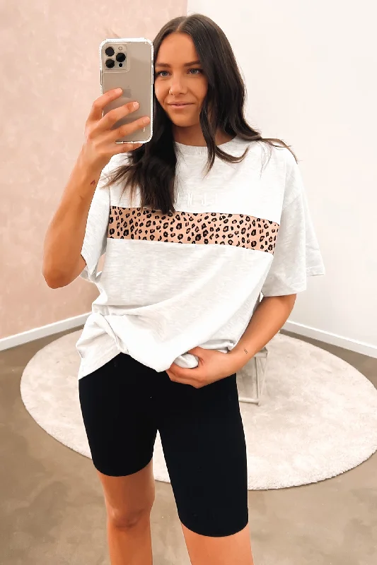 JNJL Leopard Panel Tee Snow Marle