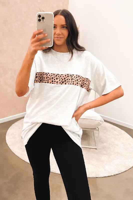 JNJL Leopard Panel Tee Snow Marle