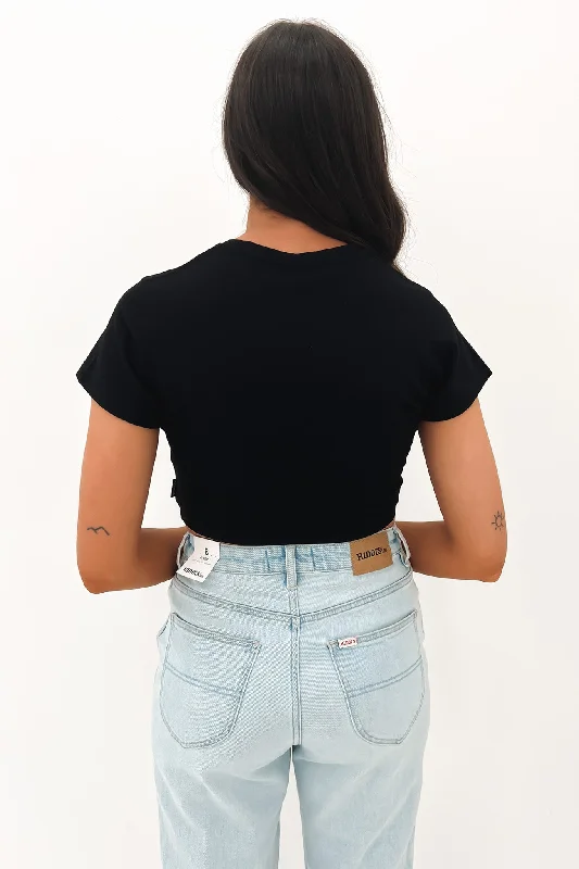 Kala Recycled Cropped Baby Tee Black