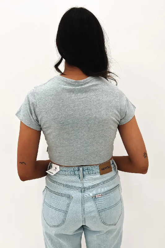 Kala Recycled Cropped Baby Tee Shadow Grey Marle