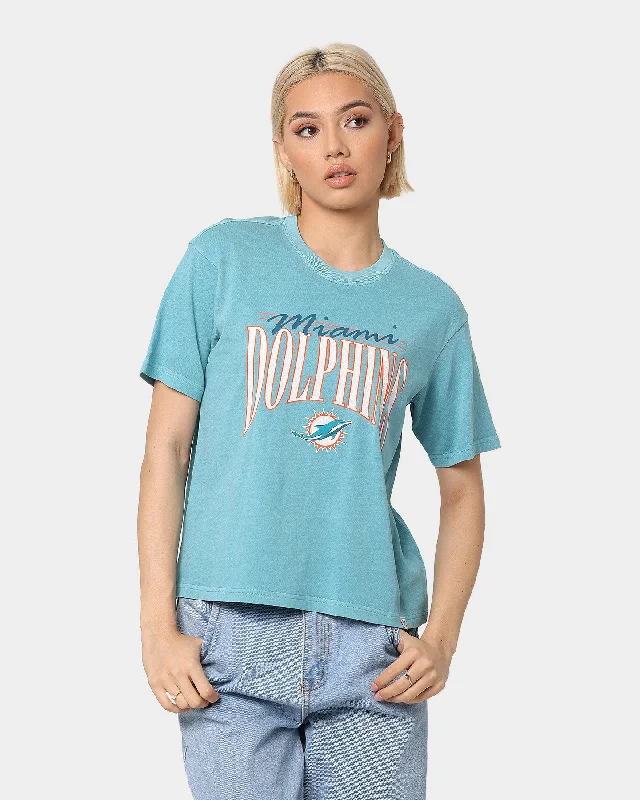 Majestic Athletic Women's Miami Dolphins Vintage NFL Logo T-Shirt Tonic Turquoise