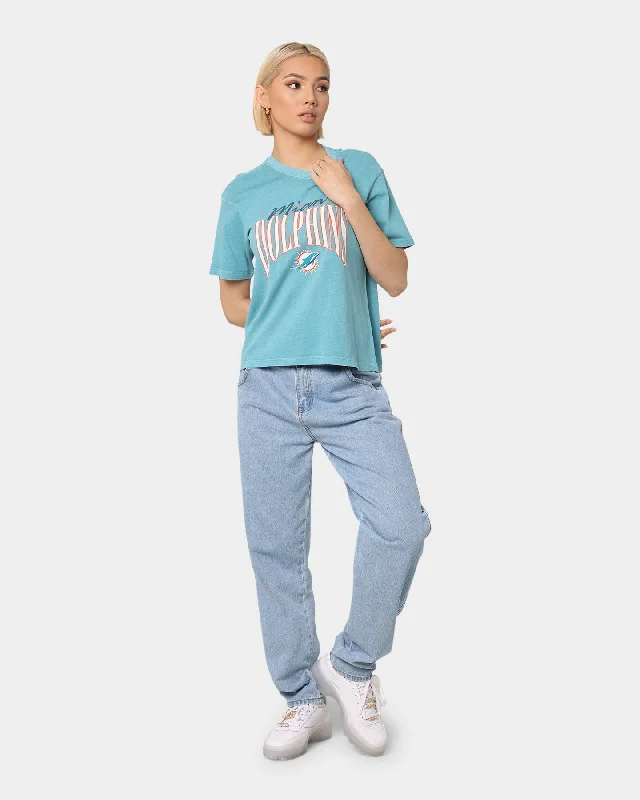 Majestic Athletic Women's Miami Dolphins Vintage NFL Logo T-Shirt Tonic Turquoise