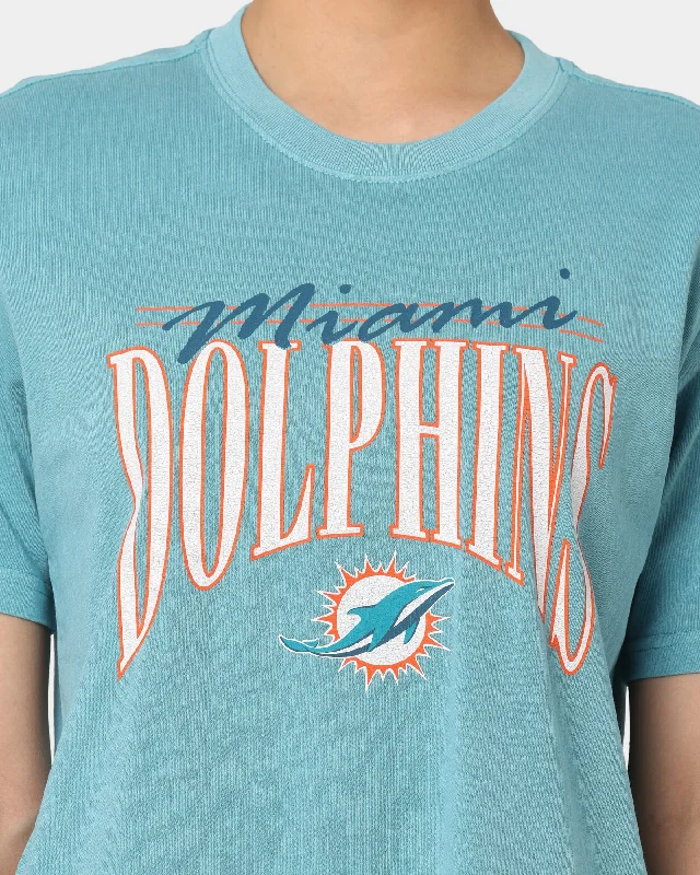 Majestic Athletic Women's Miami Dolphins Vintage NFL Logo T-Shirt Tonic Turquoise