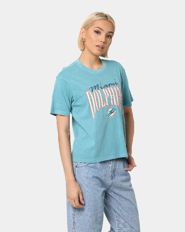 Majestic Athletic Women's Miami Dolphins Vintage NFL Logo T-Shirt Tonic Turquoise