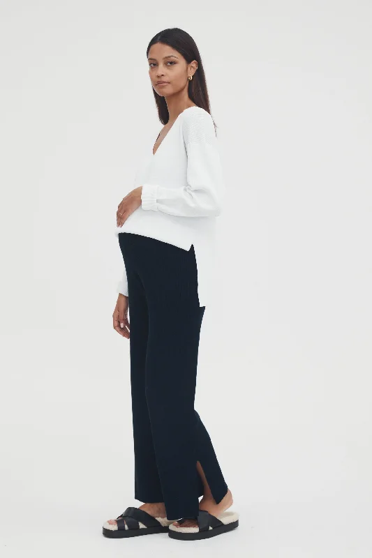 Knit Split Hem Pant II (Dark Navy)