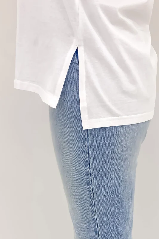 Mia Split Hem Tee White