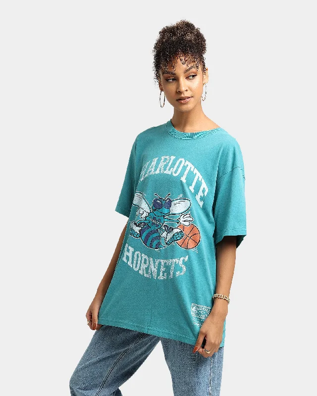 Mitchell & Ness Charlotte Hornets Big Logo Vintage T-Shirt Faded Aqua