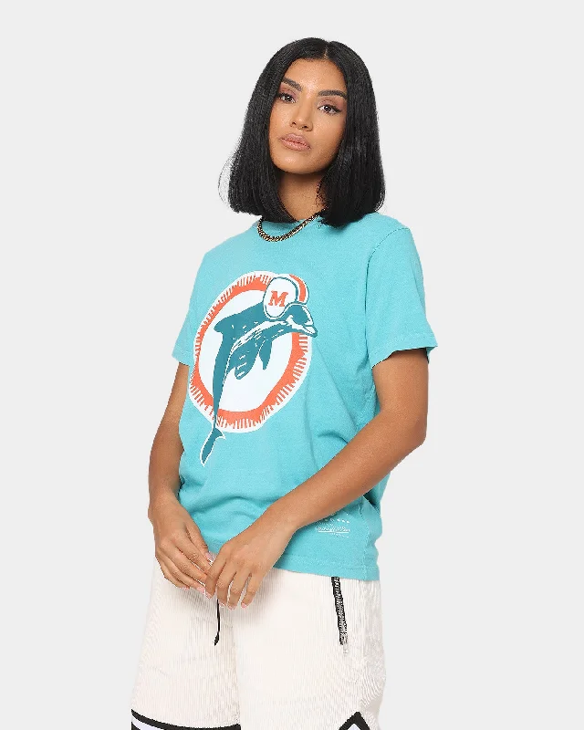 Mitchell & Ness Women's Miami Dolphins Vintage NFL Big Logo T-Shirt Faded Aqua