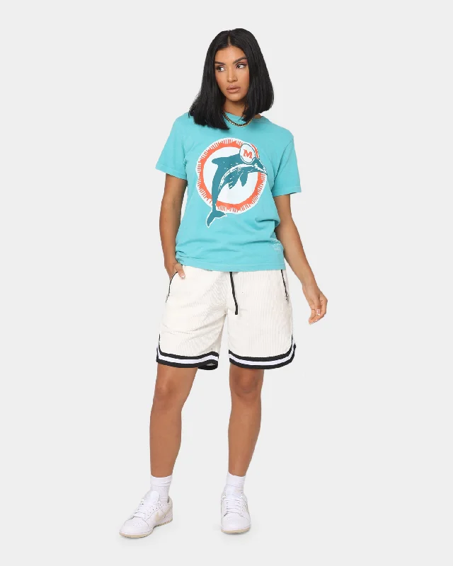 Mitchell & Ness Women's Miami Dolphins Vintage NFL Big Logo T-Shirt Faded Aqua