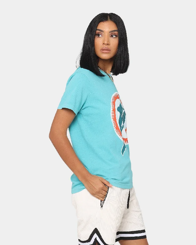 Mitchell & Ness Women's Miami Dolphins Vintage NFL Big Logo T-Shirt Faded Aqua