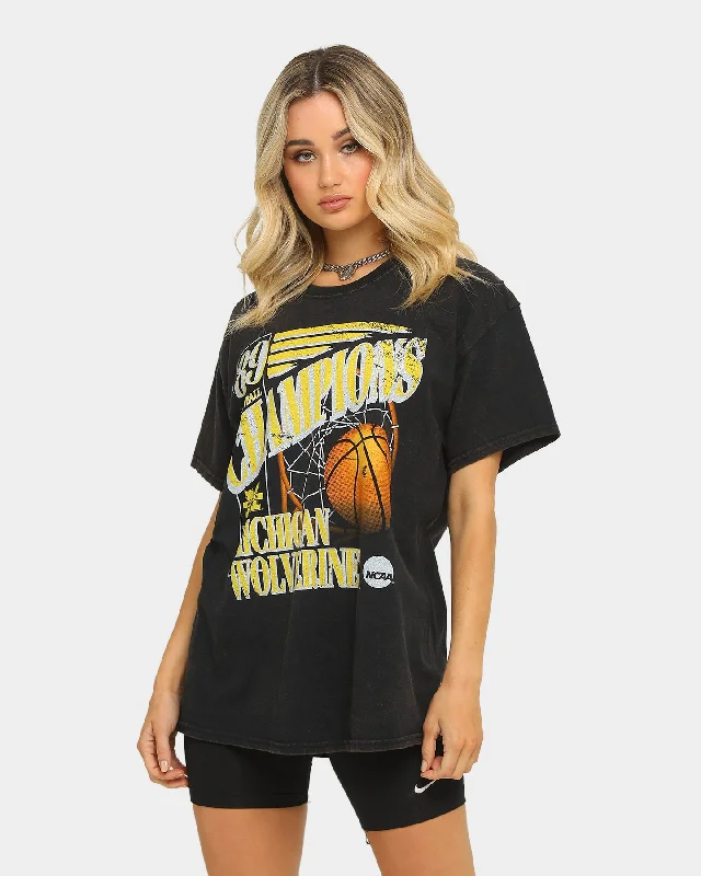 NATIONAL COLLEGIATE ATHLETIC ASSC Michigan Wolverine Vintage Basketball Slam T-Shirt Vintage Black