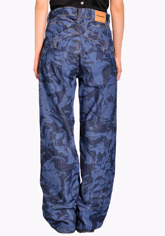 NINAMOUNAH T_04 PANDA DENIM TROUSERS LASER BLEACH INDIGO