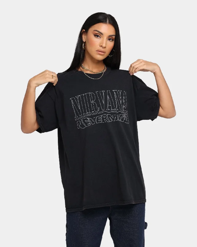 Nirvana Nevermind Logo Vintage T-Shirt Black Wash