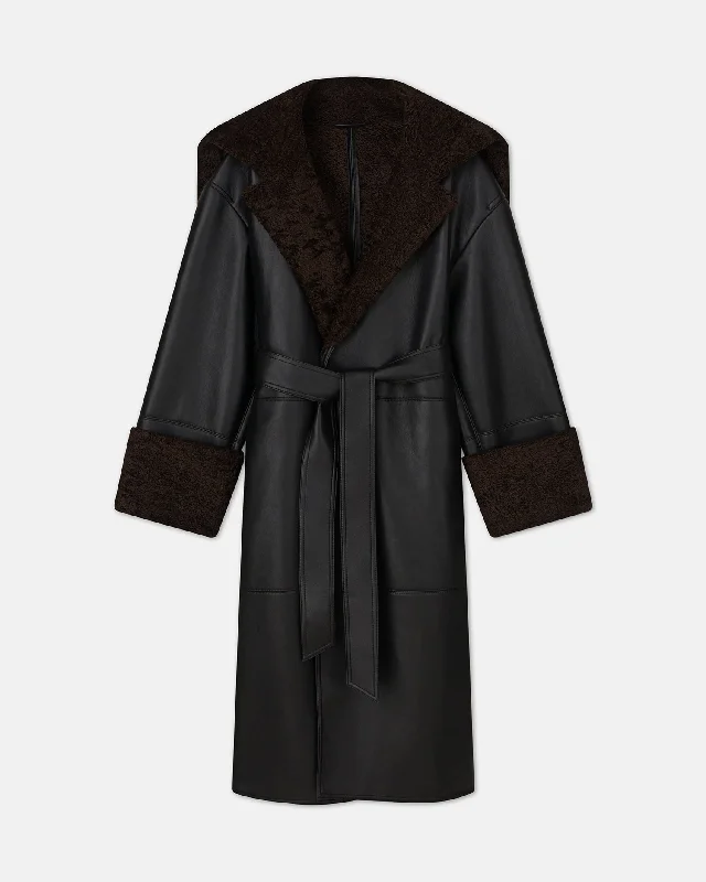 Alessi - Regenerated Leather Coat - Black Brown