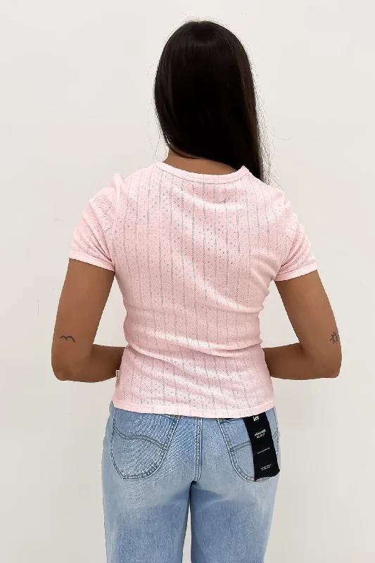 Pointelle Tee Pink Icing