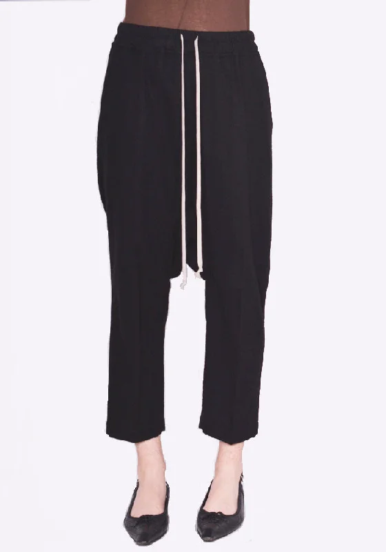 RICK OWENS WOMEN RP02C1308 WN DRAWSTRING CROPPED PANTS BLACK