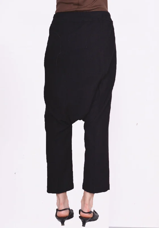 RICK OWENS WOMEN RP02C1308 WN DRAWSTRING CROPPED PANTS BLACK