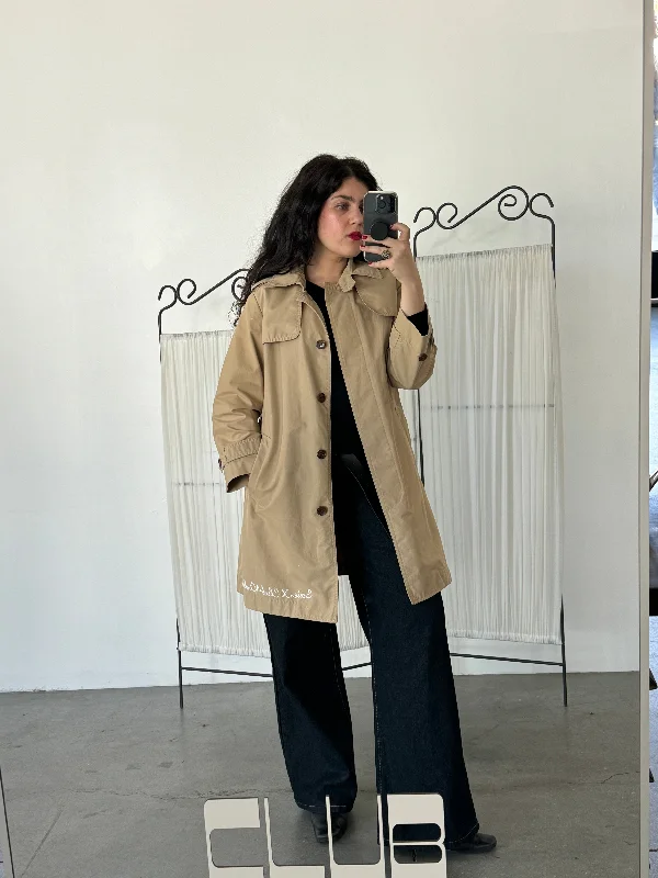 Saie Short Cotton/Nylon Khaki Trench