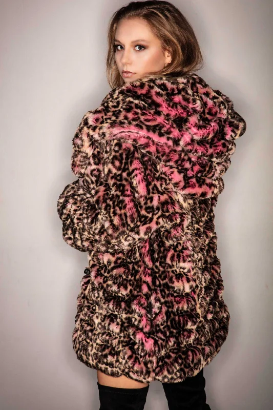 Women's Short Desert Warrior Coat in ""Pink Cheetah"" Chinchilla