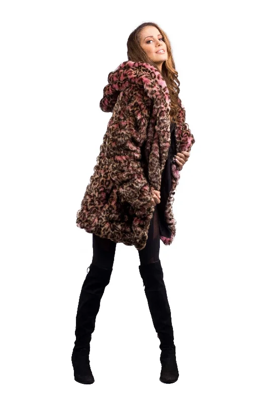 Women's Short Desert Warrior Coat in ""Pink Cheetah"" Chinchilla