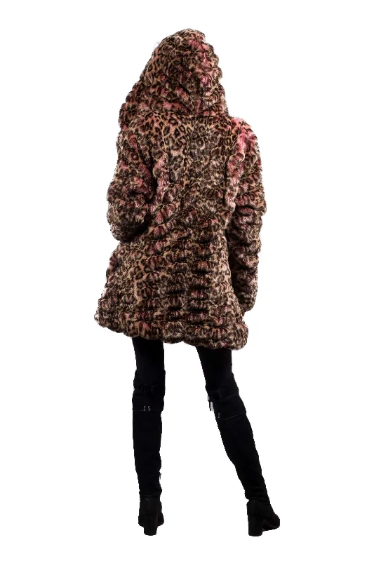 Women's Short Desert Warrior Coat in ""Pink Cheetah"" Chinchilla