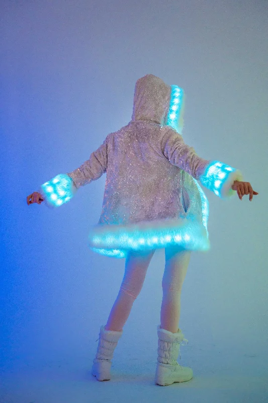 Women's LED Petite Playa Coat in ""White Velvet Unicorn Sequin ""