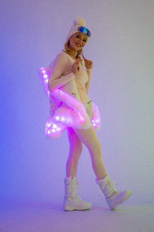 Women's LED Petite Playa Coat in ""White Velvet Unicorn Sequin ""