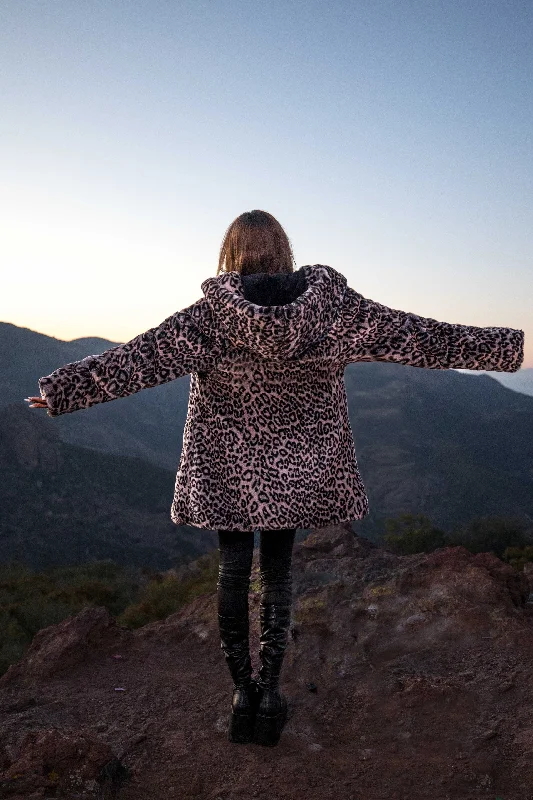 Women's Short Desert Warrior Coat in ""Luxe Leopard"" Chinchilla