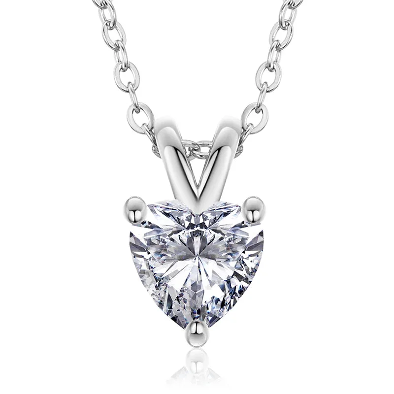 18k Gold Plated 1ct Heart Cut D Color VVS Moissanite Solitaire Pendant Necklace