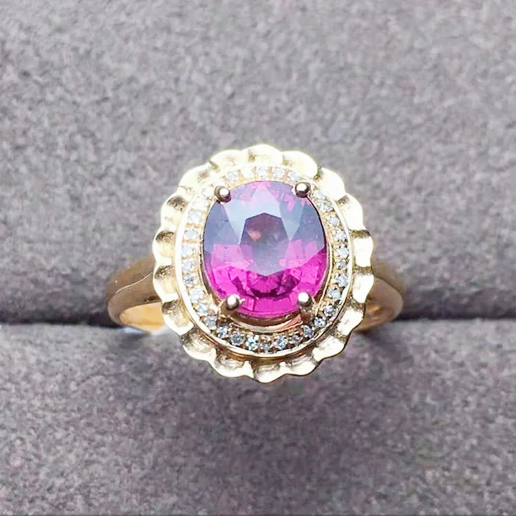 18k Rose Gold Gemstone 1.75ct Genuine Tourmaline Flower Shape Vintage Ring