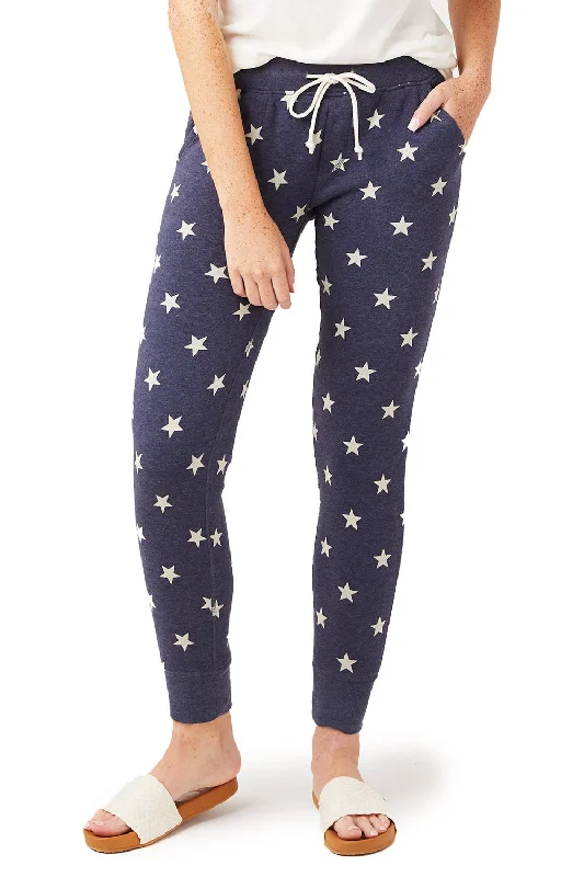 Alternative Womens Eco Fleece Jogger Sweatpants w/ Pockets - Stars - NEW