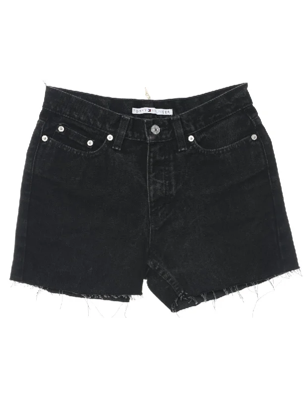 Black Cut-off Denim Shorts - W26 L4