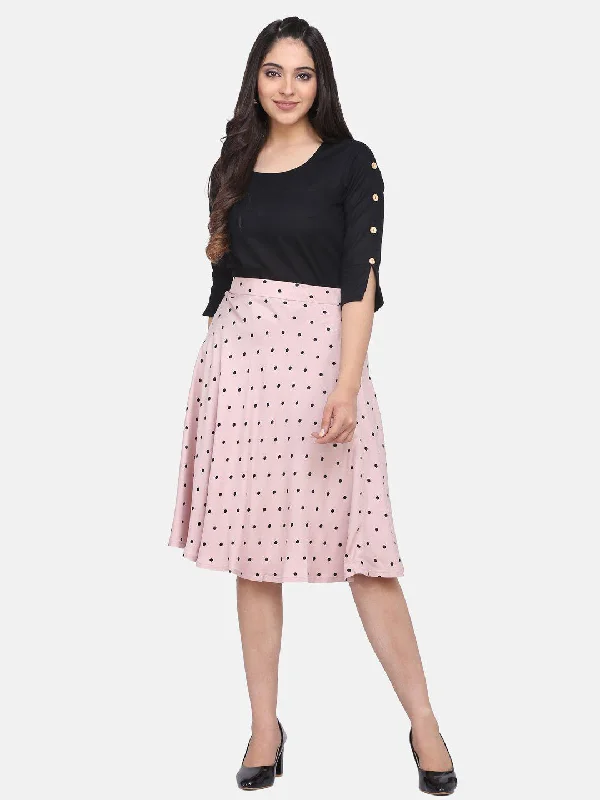 Rayon Polka Dot Skirt - Blush Pink