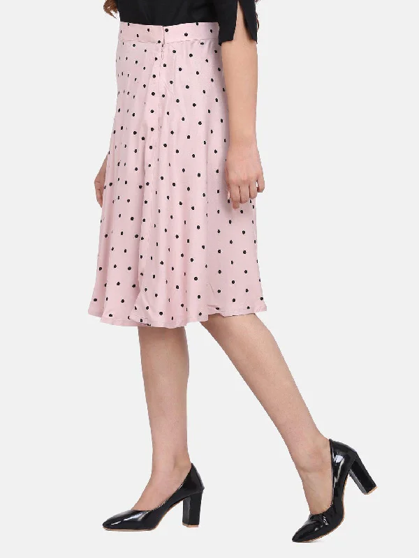 Rayon Polka Dot Skirt - Blush Pink