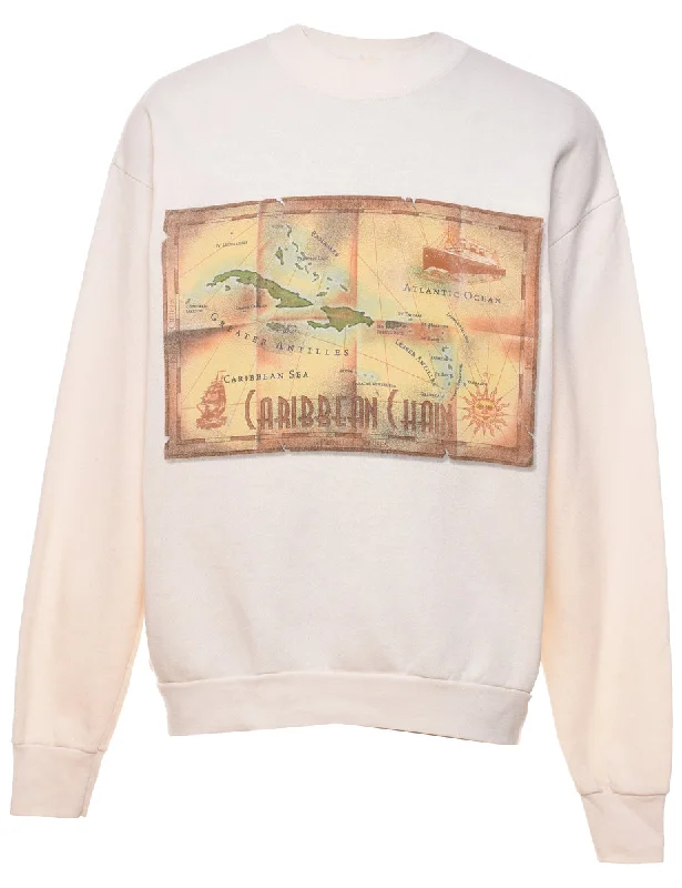 Caribbean Chain Beige Printed Sweatshirt - M