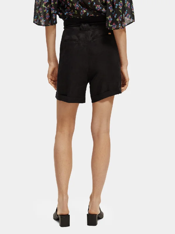 High-rise belted shorts