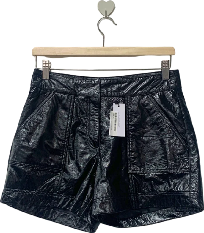 Karen Millen Black Patent Leather Low Rise Shorts UK 10