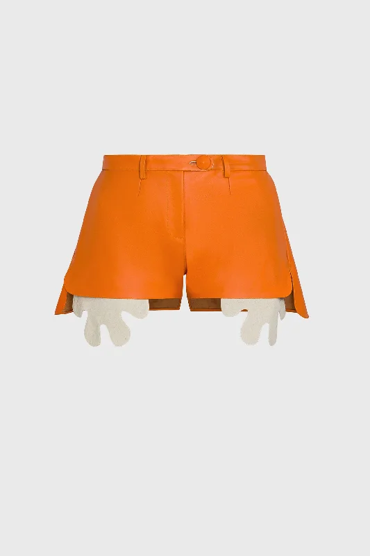 Leather Shorts - Orange