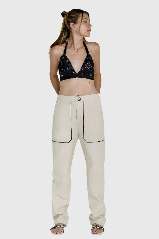 Long Trousers - Butter White Cotton