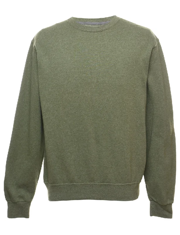 Olive Green Plain Sweatshirt - M