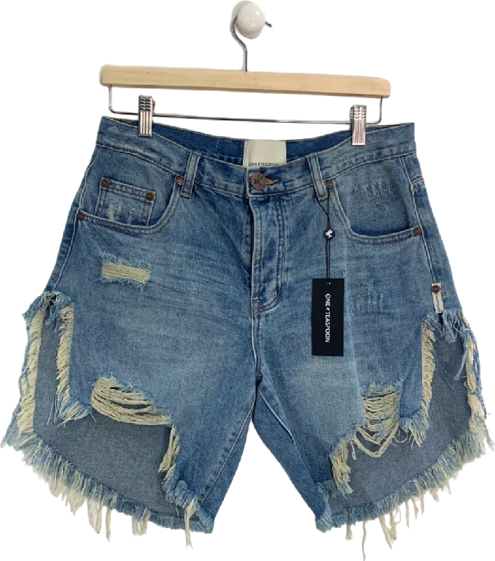 One Teaspoon Blue Frankies Distressed Denim Shorts W28