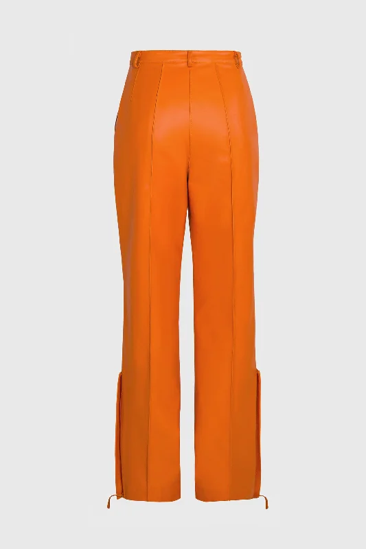 Orange Leather Trousers