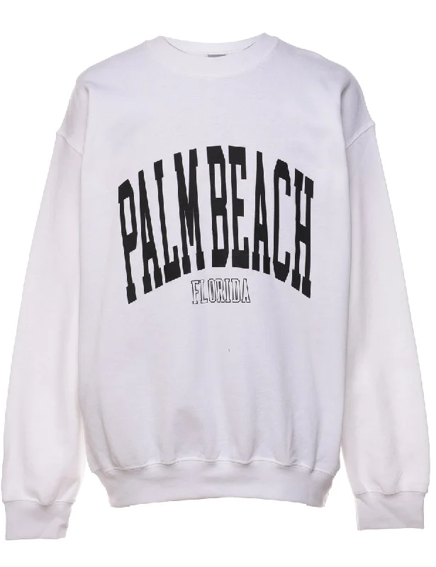 Palm Beach White & Black Round-Neck Sweatshirt - M