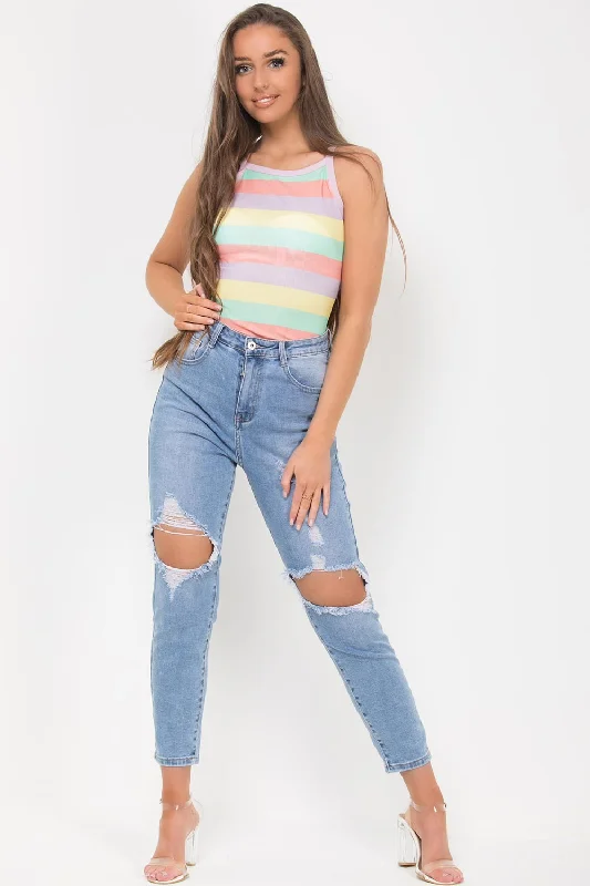 Pastel Stripe Ribbed Bodysuit