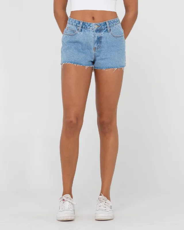 Rusty Malta Low Rise Frayed Denim Shorts