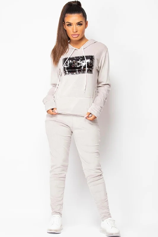 Grey J`adore Sequin Velour Lounge Set