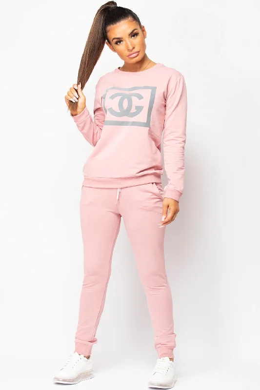 Pink CG Slogan Print Loungewear Set