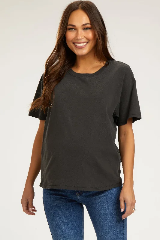 Charcoal Short Sleeve Maternity Top