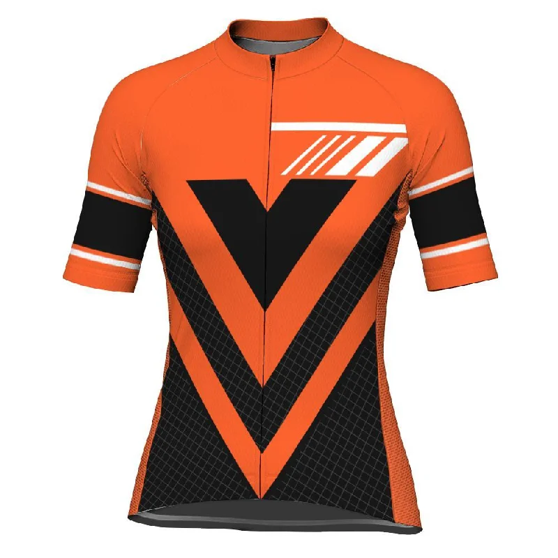 Orange Short Sleeve Cycling Jersey for Women