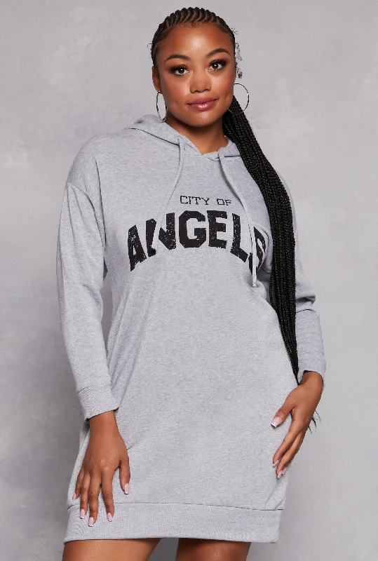 Plus Size City of Angels Hoodie Dress